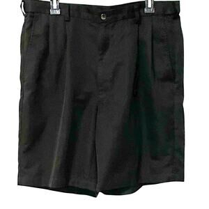 HAGGAR HIGH-RISE DRESSY WALKING SHORTS, MENS, 36" WAIST, BLACK, PLEATED FRONT